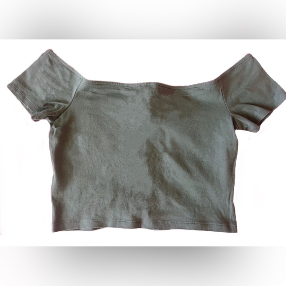 Charlotte Russe Women’s Lace-up Off-The-Shoulder Crop Top Short Sleeves T-shirt - Picture 2 of 5